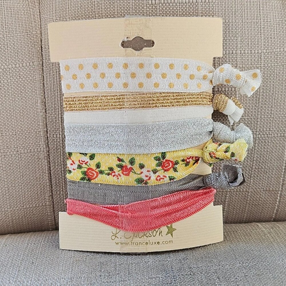 France Luxe Hair Ties Multi Color Set of 6 Hair Bands L. Erickson Pony Tail Tie - Picture 8 of 11